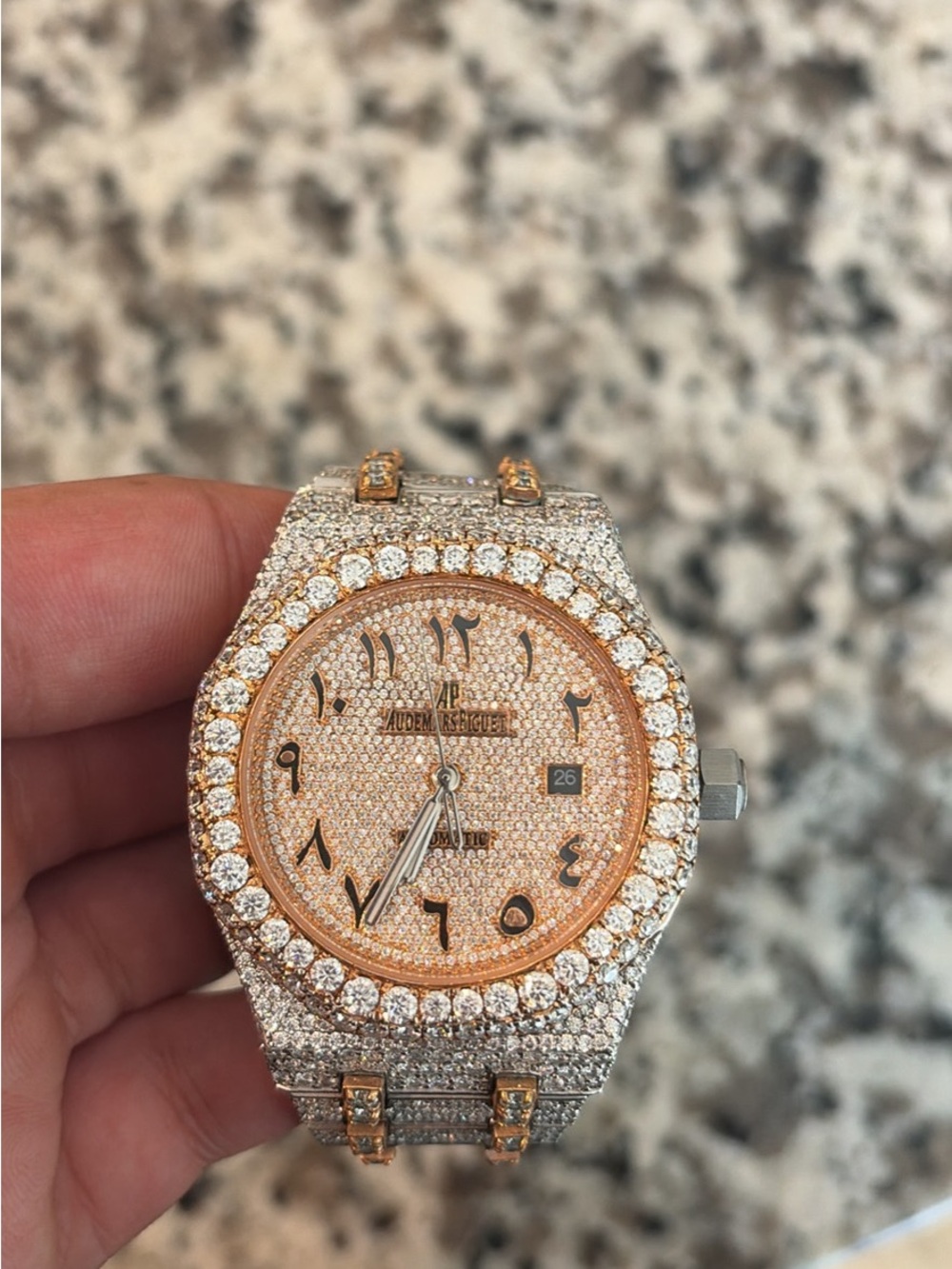 Audemars Piguet Rose Gold and Diamond Pavé Men's Watch